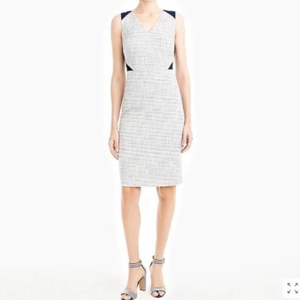 J. Crew Sheath Dress V-neck Midi, Navy blue and Gray